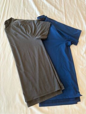 Set of 2 Spyder Short Sleeve Athletic Tees - Gray & Blue Size L